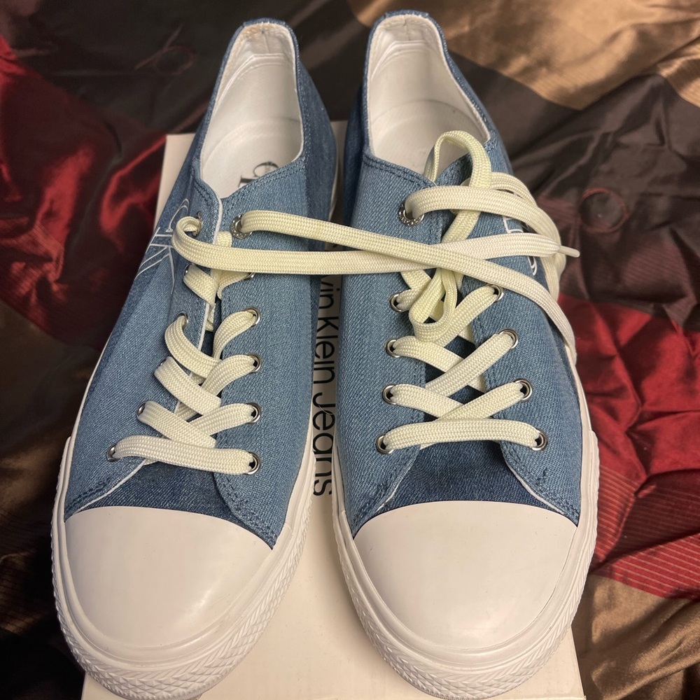 Calvin Klein Blue and White Sneakers
